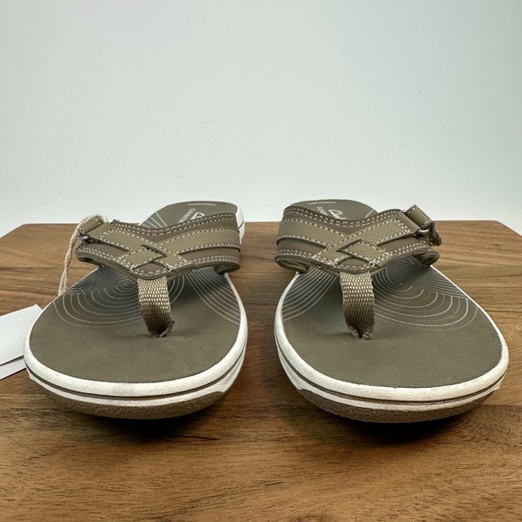 New Womens Clarks‎ Breeze Sea Taupe Comfort Thong Flip Flops Sandals Size 8 M - Picture 4 of 8
